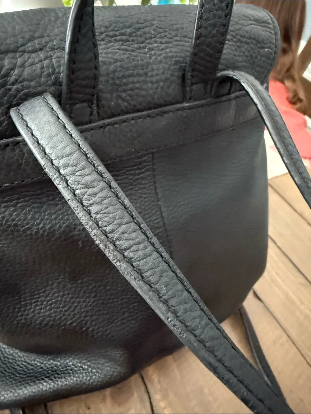 Kate Spade Black Leather Drawstring Backpack